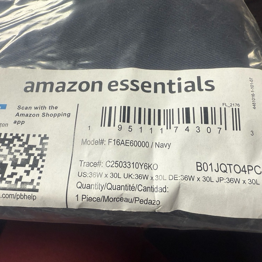 Amazon Essentials Dark Blue Trousers 36 x 30